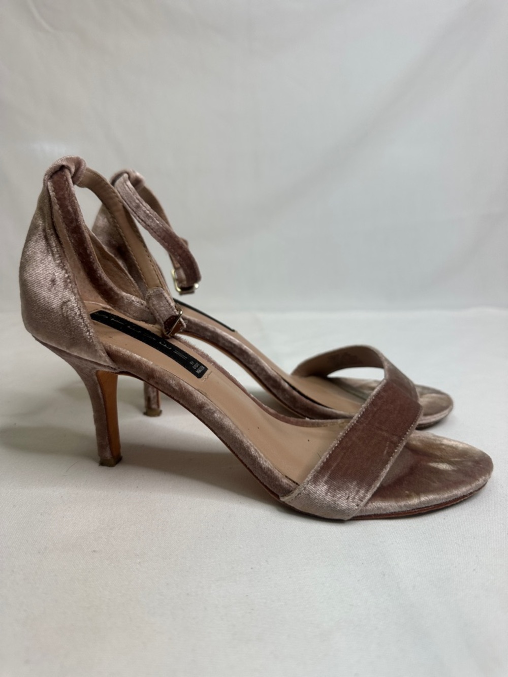 Steve Madden Velvet Open-Toe Ankle-Strap Heels in Mauve